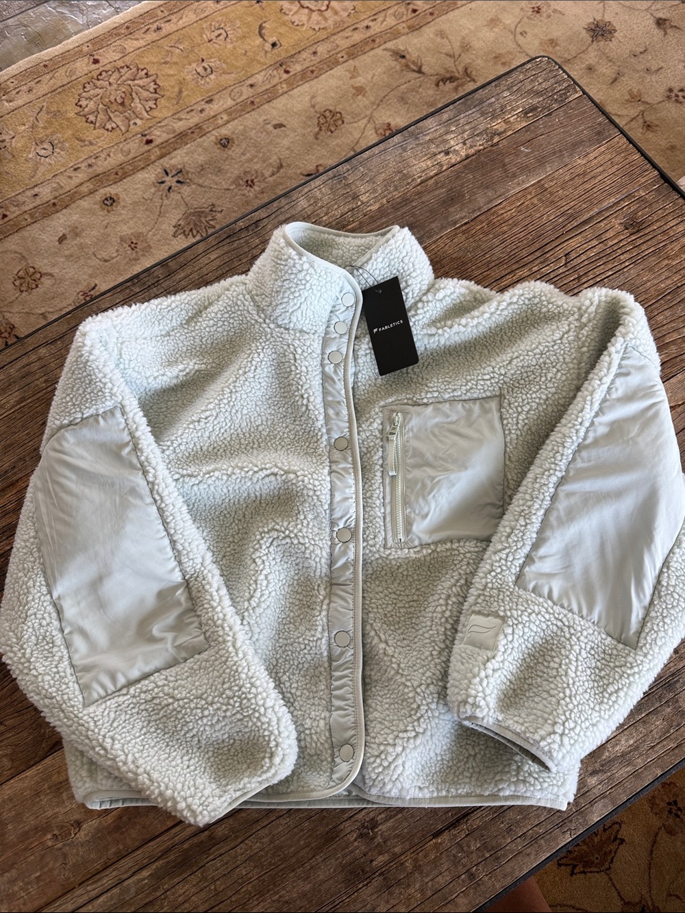 Fabletics Tahoe Teddy Sherpa Fleece Jacket - blue grey NWT